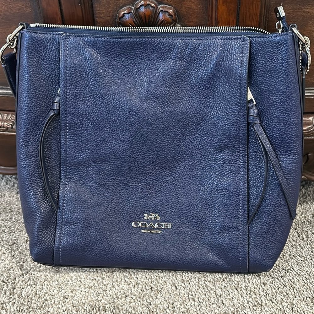 Coach Shoulder Bag 12” H x 14” W x 4” D Navy